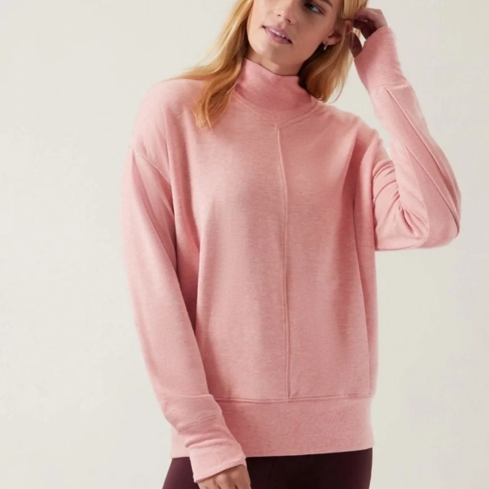 Athleta Apollo Conch Pink Heather Crewneck Sweatshirt Women’s Small - Picture 1 of 8